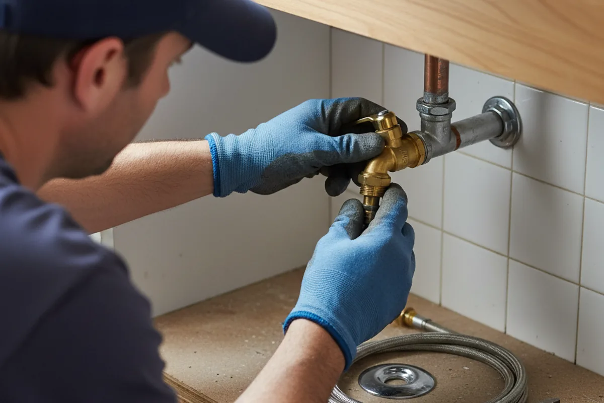 Shutoff valve and fitting work during Burst Pipe Repair in Harpersville